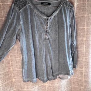 Ralph Lauren Blue Buttoned Polo Blouse
